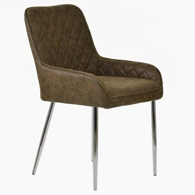 Opus Dining Chair Antique Brown Faux Leather & Chrome Legs