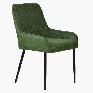 Opus Dining Chair Vintage Green Faux Leather & Black Legs