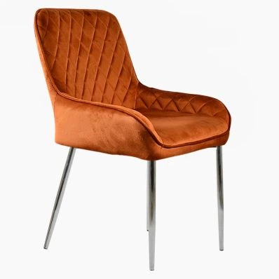 Opus Dining Chair Burnt Orange Velvet & Chrome Legs