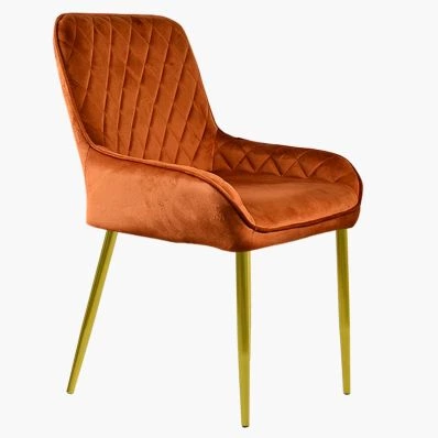 Opus Dining Chair Burnt Orange Velvet & Gold Legs