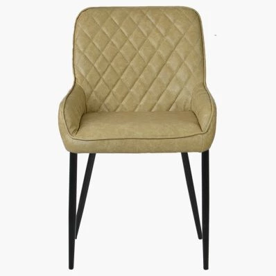 Opus Dining Chair Beige Cream Faux Leather & Black Legs