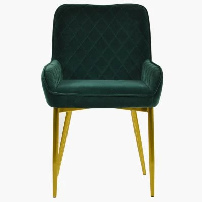 Opus Dining Chair Emerald Green Velvet & Gold Legs