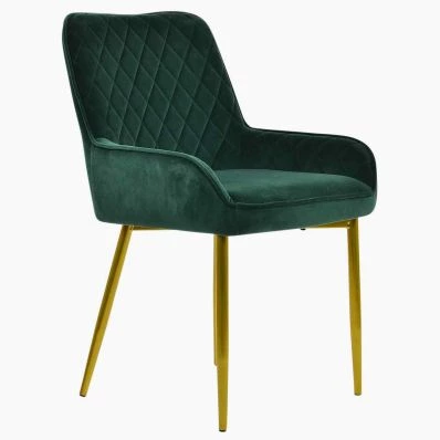 Opus Dining Chair Green Velvet & Gold Legs