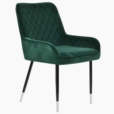 Opus Dining Chair Green Velvet & Black \ Silver Legs