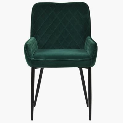 Opus Dining Chair Emerald Green Velvet & Black Legs