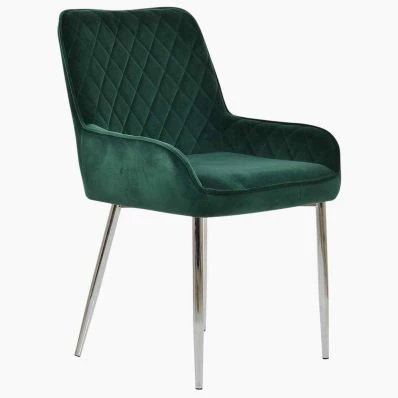 Opus Dining Chair Green Velvet & Chrome Legs