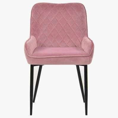 Opus Dining Chair Pink Velvet & Black Legs