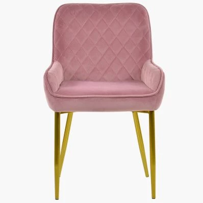 Opus Dining Chair Pink Velvet & Gold Legs
