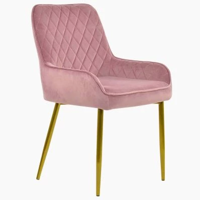 Opus Dining Chair Pink Velvet & Gold Legs