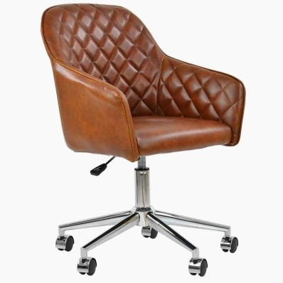 Opus Office Chair Vintage Brown Faux Leather & Chrome