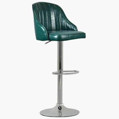 Palento Bar Stool Bottle Green Leather & Chrome Base