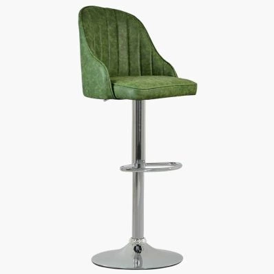 Palento Bar Stool Vintage Green Leather & Chrome Base
