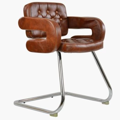 Parga Office Chair Vintage Brown Faux Leather & Chrome