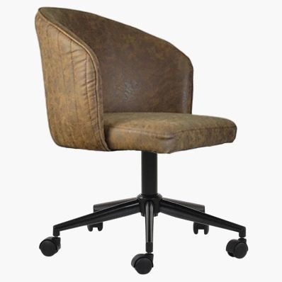 Pasco Office Chair Antique Brown Faux Leather & Black Base
