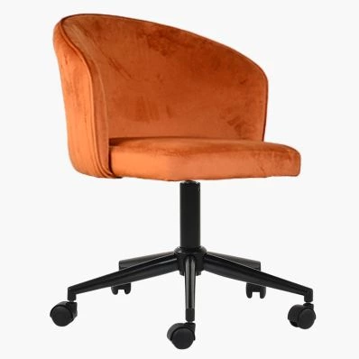 Pasco Office Chair Burnt Orange Velvet & Black Base