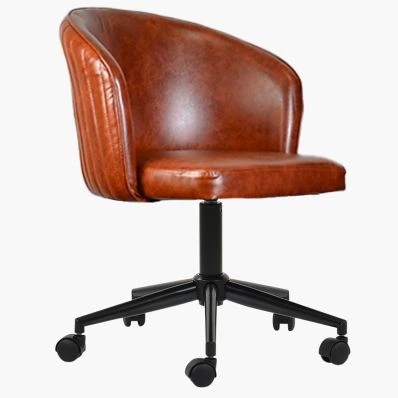 Pasco Office Chair Vintage Brown Faux Leather & Black Base