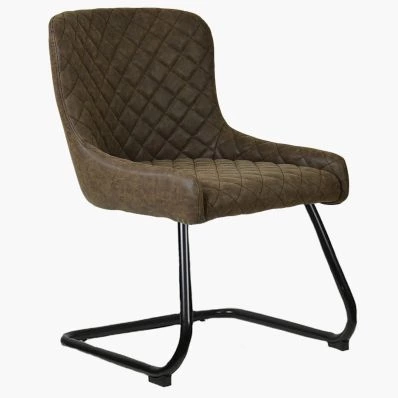 Hut Office Chair Antique Brown Faux Leather & Black Base