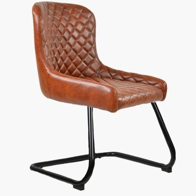 Hut Office Chair Vintage Brown Faux Leather & Black Base