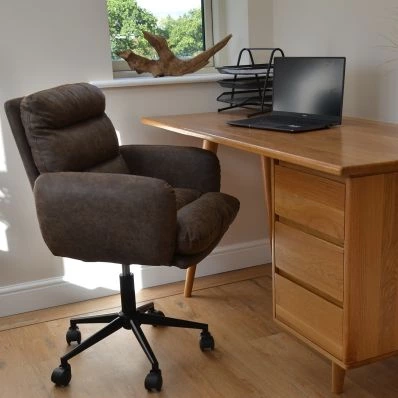 Paval Office Chair Antique Brown Faux Leather & Black Base