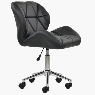 Peris Office Chair Black Faux Leather & Chrome Base