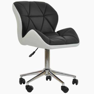 Peris Office Chair Black & White Faux Leather & Chrome Base