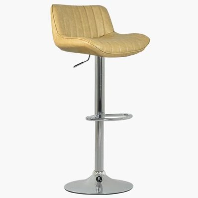 Perth Bar Stool Cream Leather & Chrome Base