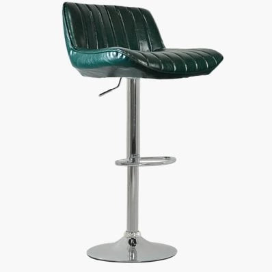 Perth Bar Stool Bottle Green Leather & Chrome Base