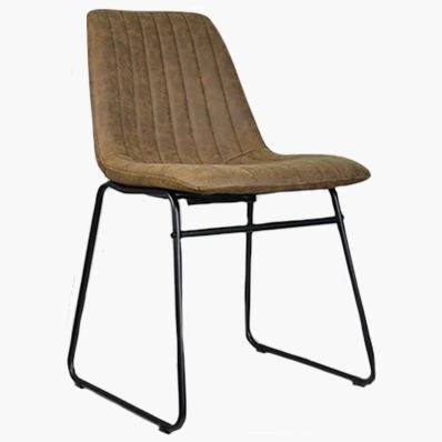 Plato Dining Chair Antique Brown Faux Leather & Black Legs