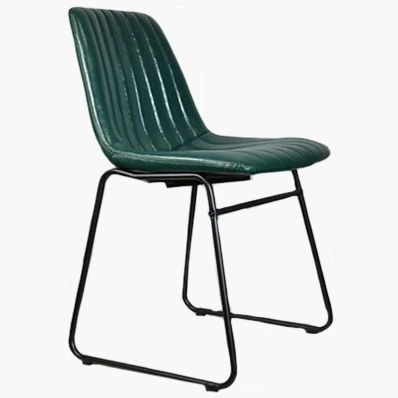 Plato Dining Chair Bottle Green Faux Leather & Black Legs
