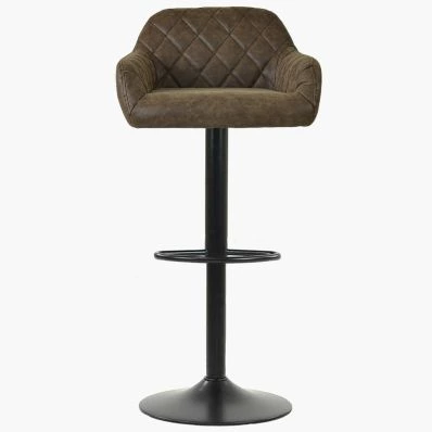 Sirius Bar Stool Aged Brown Leather & Black Base
