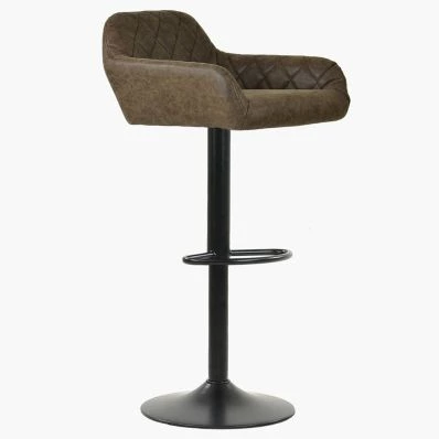 Sirius Bar Stool Antique Brown Leather & Black Base