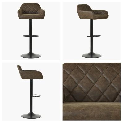 Sirius Bar Stool Aged Brown Leather & Black Base