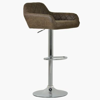 Portman Bar Stool Antique Brown Leather & Chrome Base