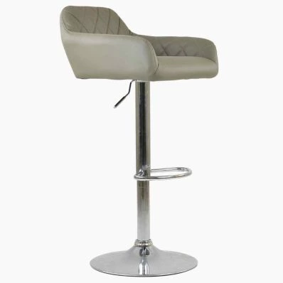 Portman Bar Stool Taupe Leather & Chrome Base