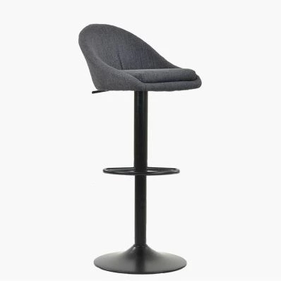 Prague Bar Stool Dark Grey Fabric & Black Base