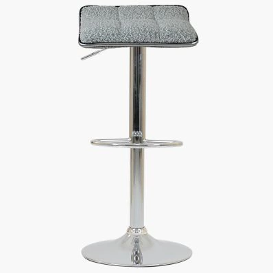Rasmus Bar Stool Grey Boucle Fabric & Chrome Base