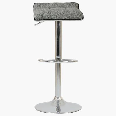 Rasmus Bar Stool Stone Grey Boucle Fabric & Chrome Base