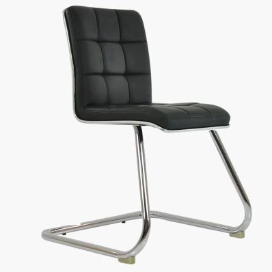Rhodes Office Chair Black Faux Leather & Chrome Base