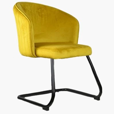Robyn Dining Chair Mustard Velvet & Black Leg