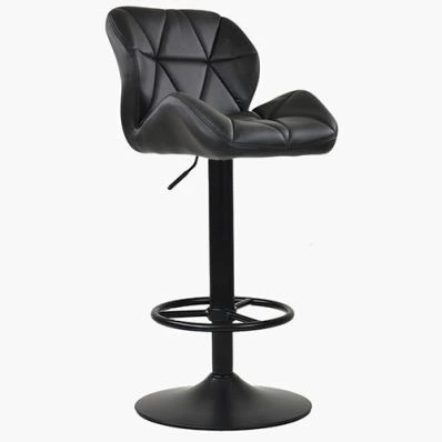 Rocco Bar Stool Black Leather & Black Base