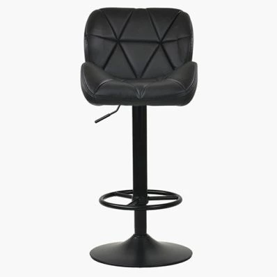 Rocco Bar Stool Black Leather & Black Base