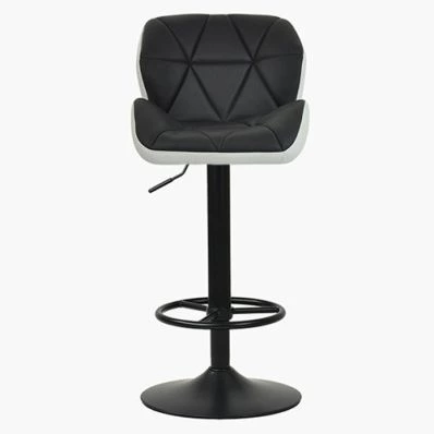 Rocco Bar Stool Black & White Leather & Black Base