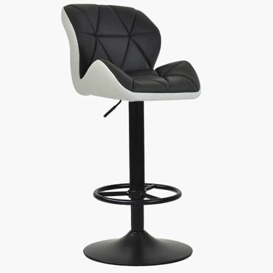 Rocco Bar Stool Black & White Leather & Black Base