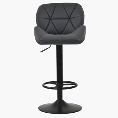 Rocco Bar Stool Dark Grey Leather & Black Base