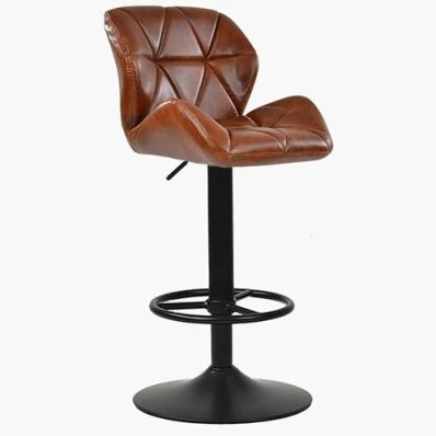 Rocco Bar Stool Vintage Brown Leather & Black Base