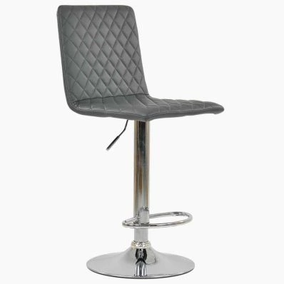Rocklin Bar Stool Dark Grey Leather & Chrome Base