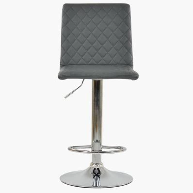 Rocklin Bar Stool Dark Grey Leather & Chrome Base