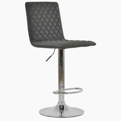 Rocklin Bar Stool Black Leather & Chrome Base