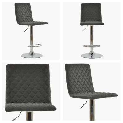 Rocklin Bar Stool Aged Slate Aged Slate Grey Leather & Chrome Base