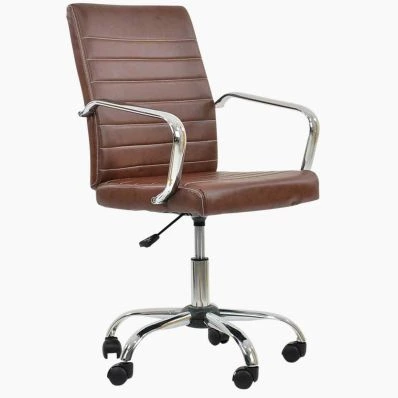 Ryder Office Chair Vintage Brown Faux Leather & Chrome